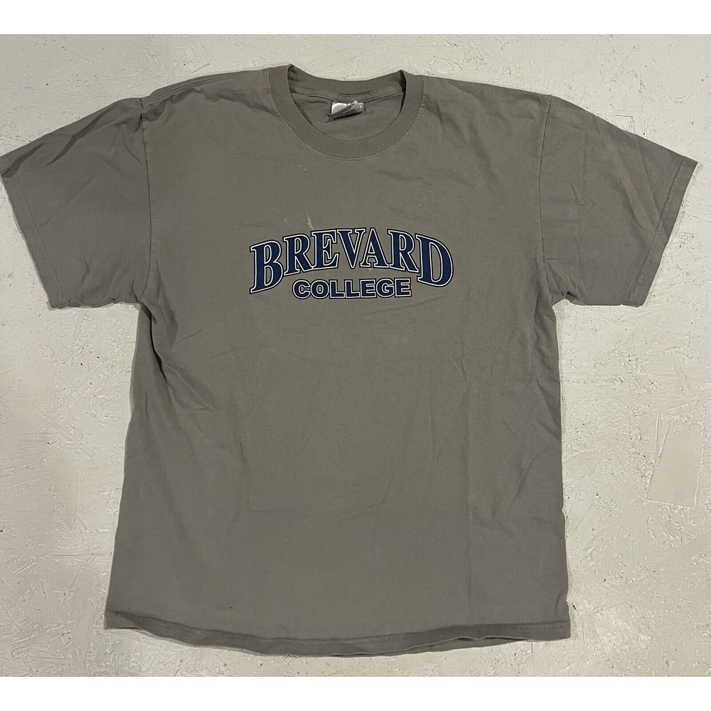 Vintage Brevard College Shirt‎ Mens L Gray Blue Short Sleeve University
